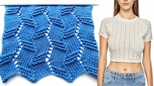 Шикарный несложный ажурный узор с рельефными элементами ⭐️ Узор укороченного топа ⭐️ Схема