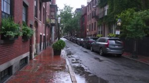 🇺🇸 Бостон, Массачусетс - Прогулка под проливным дождем в Бикон-Хилл