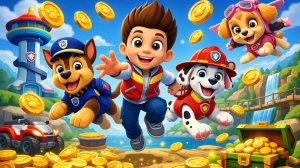 Мультфильм щенячий патруль. Игра для детей собиарем монетки.