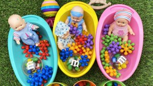 Мультики для детей. Яркие Куколки с конфетками разноцветных ванночках. Мультики для девочек