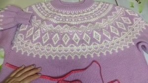 Как я вязала тунику с жаккардовой кокеткой ( видео из архива)