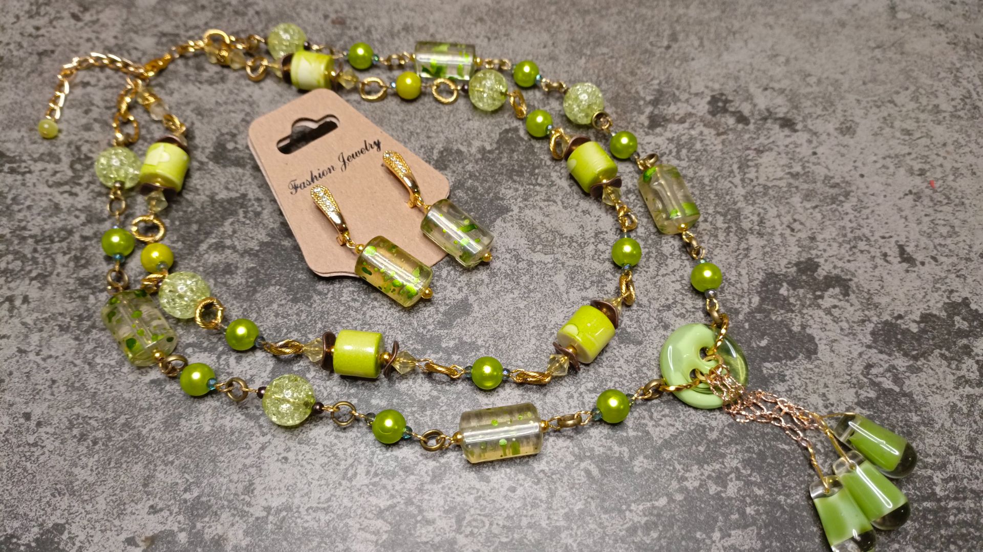 Комплект-колье и серьги. Продолжение переделки.