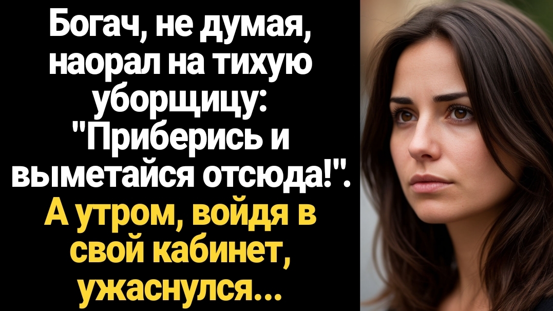 ИСТОРИИ ИЗ ЖИЗНИ/Богач, не думая наорал на тихую уборщицу, а придя утром в офис смотреть онлайн