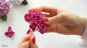 ЦВЕТОК КАНЗАШИ полушар, МК _ DIY Hemisphere ribbon flower