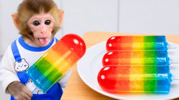 Мультики для детей, обезьянка кушает конфетки, видео про обезьянку мультик