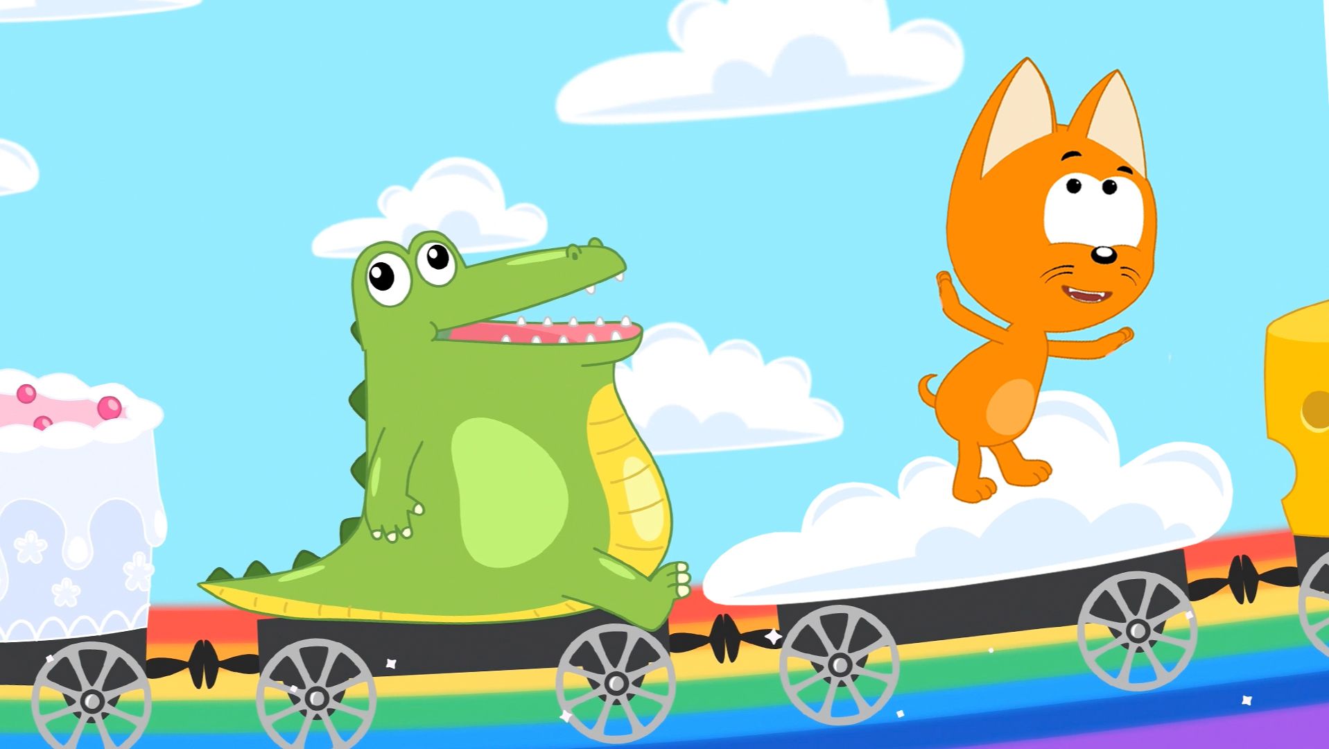 Волшебный Паровозик - Котенок Котэ - Песенка про разноцветные воздушные шарики смотреть онлайн