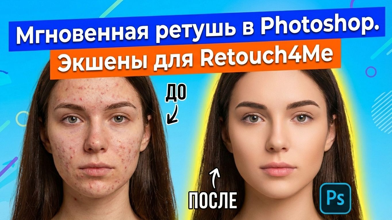 Мгновенная ретушь в Photoshop! Экшены для плагинов Retouch4Me смотреть онлайн