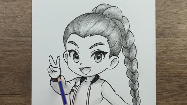 Как легко нарисовать Руми карандашом - охотники на демонов из K-pop, пошаговый урок рисования кавайи смотреть онлайн