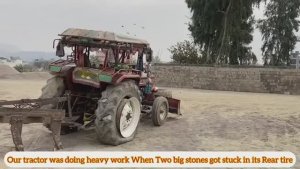 Неожиданный разрыв шины трактора изза двух больших камней Снято отремонтировано и установлено заново