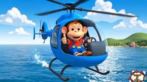 Обезьянка в вертолёте 🐒🚁 удивительное приключение над морем с китом 🐋 | 3D мультфильм для детей