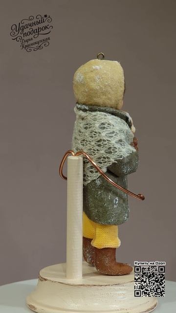 Девочка с котёнком. Ватная ёлочная игрушка ручной работы.  #ватнаяигрушка  #удачныйподарок