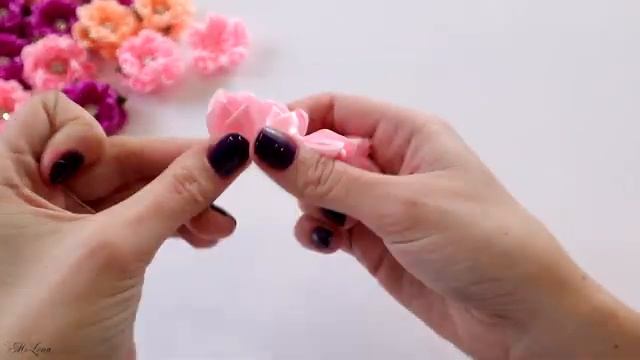 ЦВЕТЫ ИЗ УЗКОЙ ЛЕНТЫ, МК _ DIY Narrow Ribbon Flowers