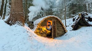 Строительство укрытия из тяжелого камня и бревен для выживания зимой. Бушкрафт