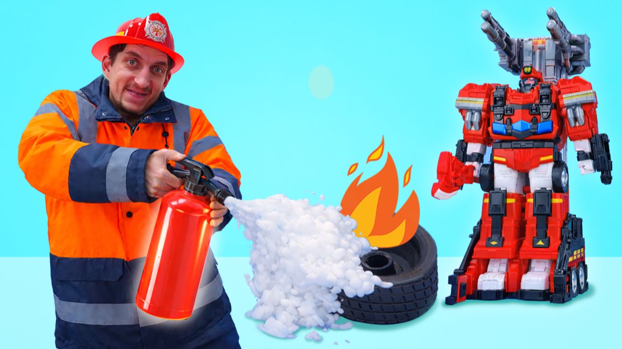 Тобот тушит пожар!🔥 Роботы работают детективами и трансформируются в машинки. Игры в пожарных смотреть онлайн