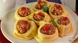 БЛИНЧИКИ С ВИШНЕЙ И ОРЕХАМИ