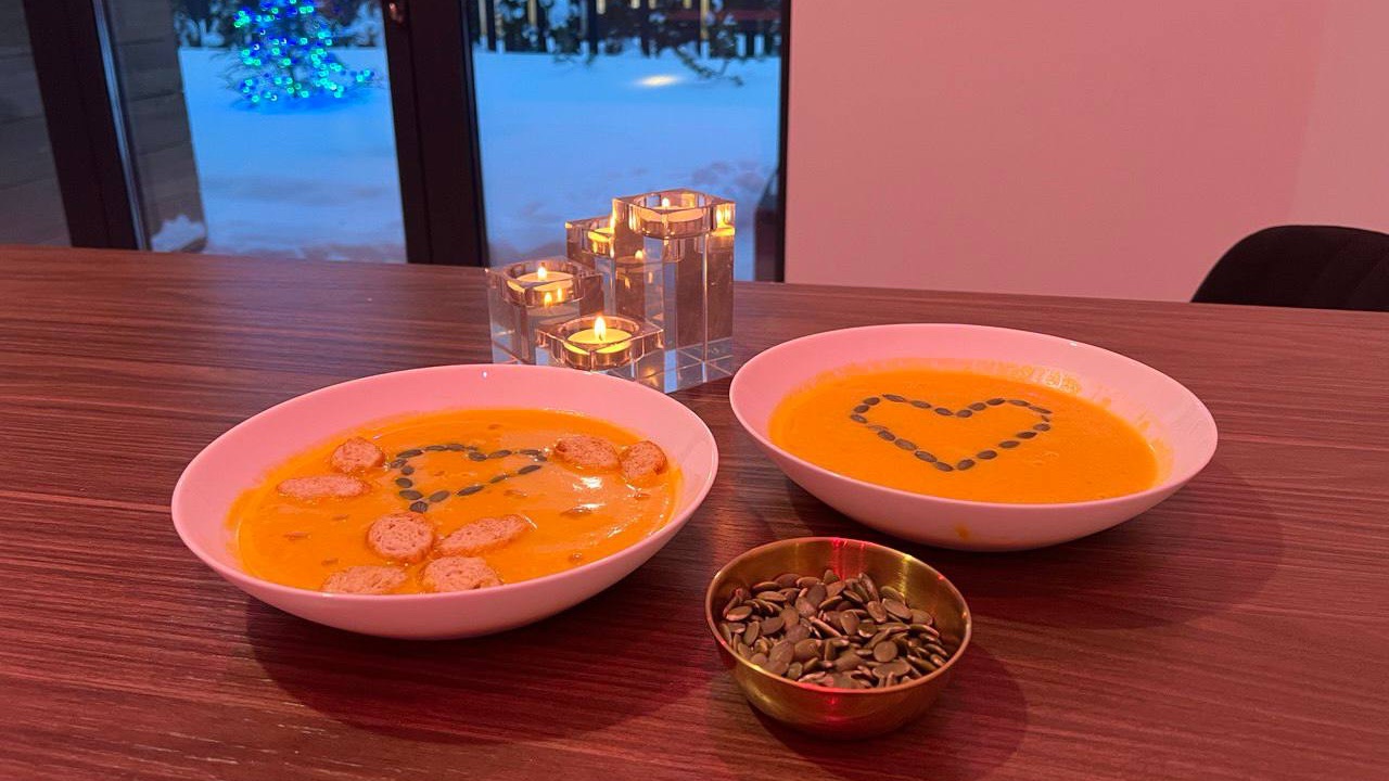 Тыквенно имбирный крем суп с кокосом