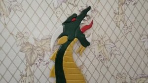 Деревянная мозаика панно Дракон