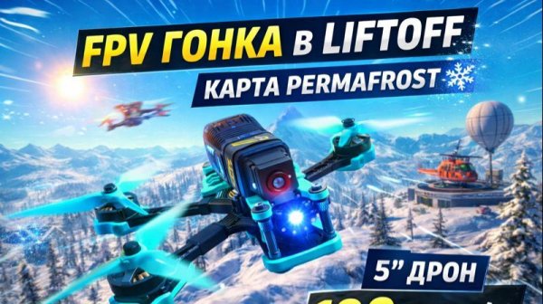 FPV гонка в Liftoff 🚀 5-дюймовый дрон | Карта Permafrost