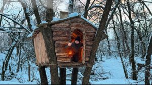 Зимняя ночевка в теплом и уютном убежище для выживания. Глиняная печь и приготовление пищи. Бушкрафт