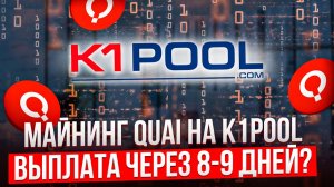 МАЙНИНГ QUAI НА K1POOL | ВЫПЛАТА ЧЕРЕЗ 8-9 ДНЕЙ?