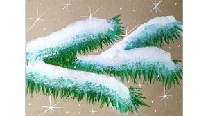 Как просто нарисовать сосновую ветку гуашью на крафтовой бумаге.