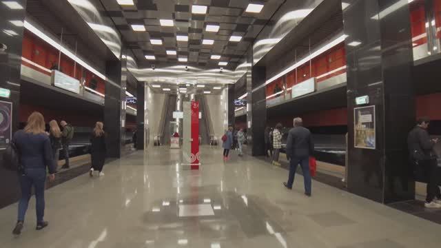 4K.Moscow Metro Station Prospekt Vernadskogo (Sokolnicheskaya Line, Big Circe Line)