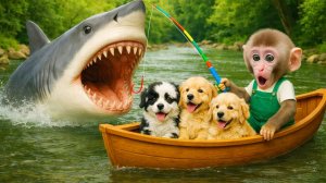 Мультики для детей, обезьянки спасают щенят, видео про обезьянку, мультики