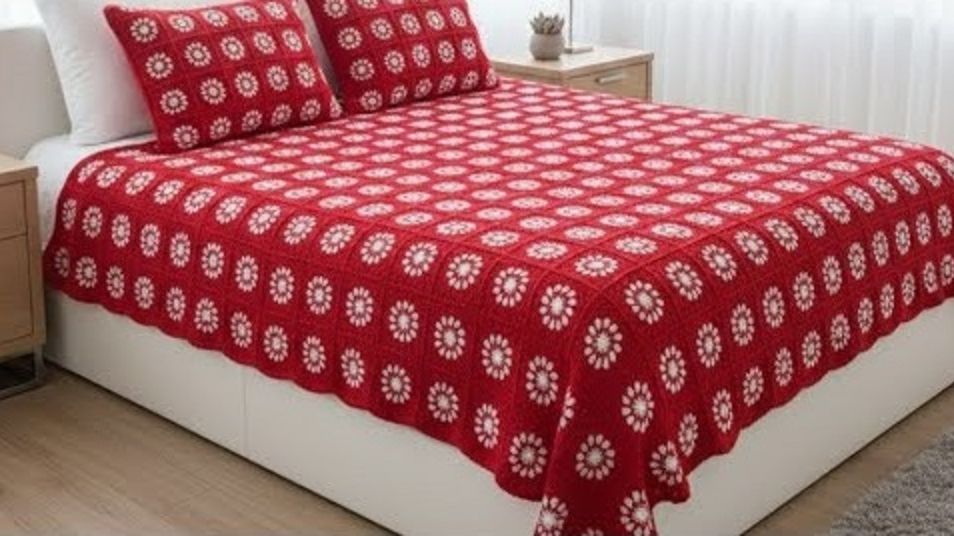 Красивый ажурный квадрат крючком для пледа - Вязание крючком для начинающих