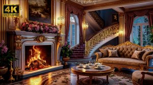 ✨ КАМИН 4К. Камин со звуками огня для расслабления в роскошных апартаментах ✨