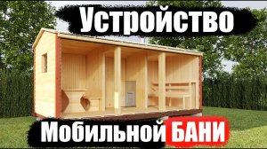 Устройство готовой мобильной бани. «ПБК-Плюс»