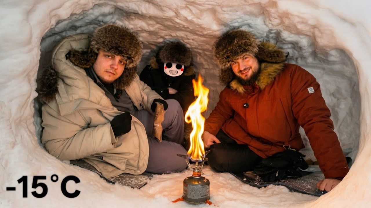 ВЫЖИВАНИЕ В СНЕЖНОЙ ПЕЩЕРЕ: как согреться на севере? Метод ‪@Dizoff‬ смотреть онлайн