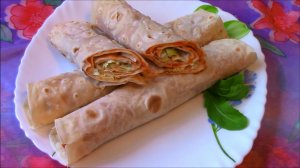 Рулеты из лаваша с омлетом.
