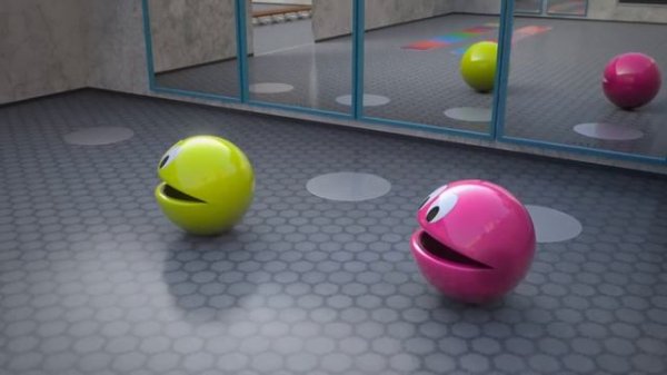 Пакман. Прикольное видео. Шарик ест.