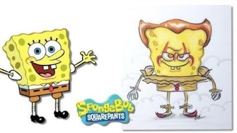 Персонажи Губки Боба Квадратные Штаны в роли злодеев из фильмов ужасов