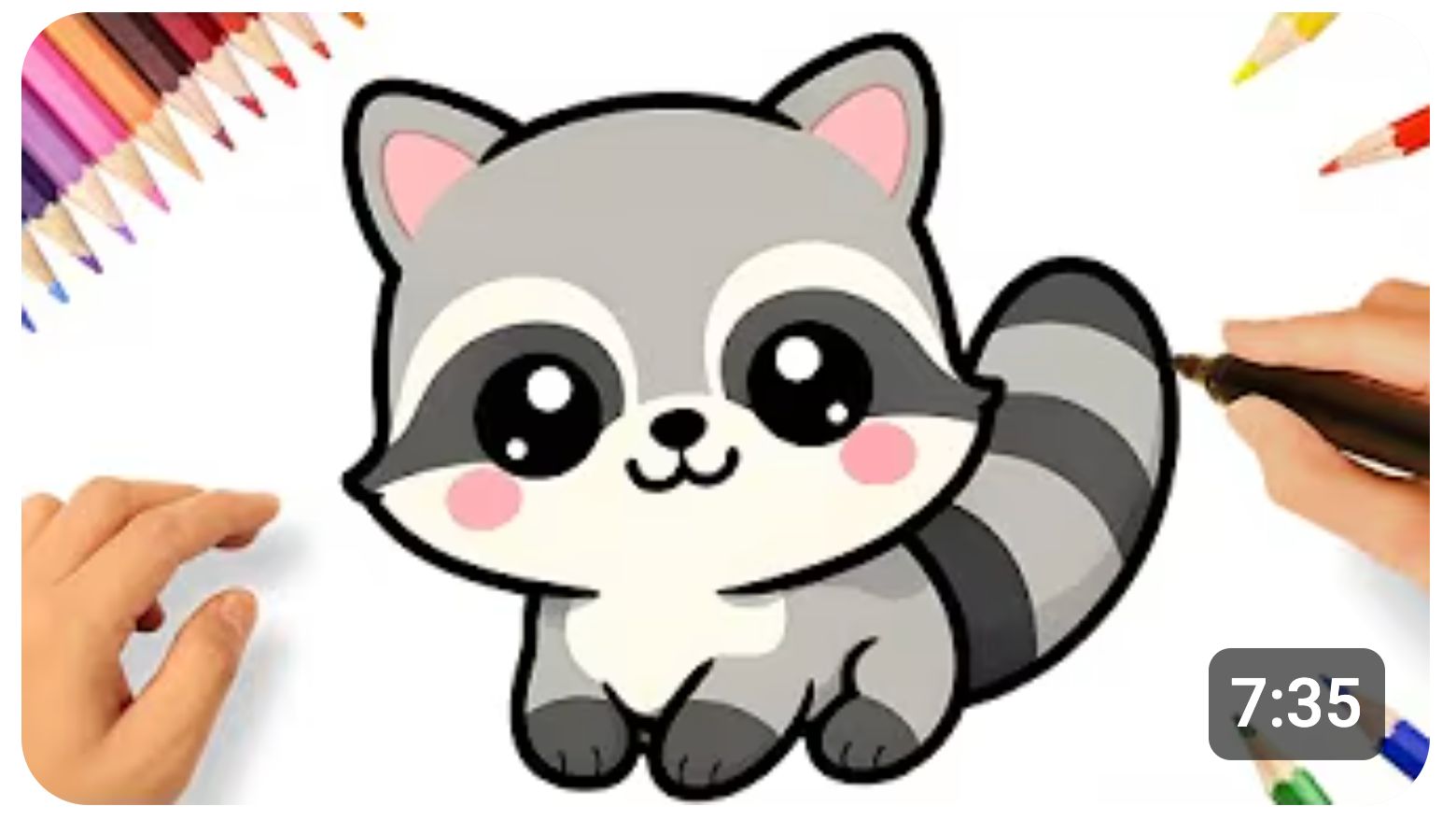 КАК НАРИСОВАТЬ ПРОСТОГО И МИЛОГО СЕРОГО ЕНОТА ШАГ ЗА ШАГОМ 🦝❤️ смотреть онлайн