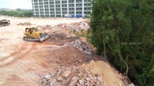 Amazing Activities Big Land Reclamation Process With Power Komatsu Dozer Moving Stones Forward