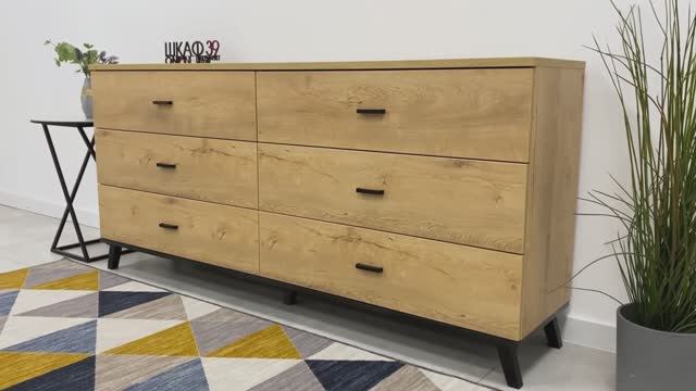 JOHN REG 5 Комод очень большой Дуб лефкас Чёрный ( смотреть онлайн