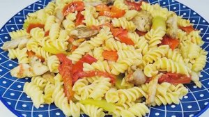 Макароны с курицей и овощами - все в одной сковороде🍝