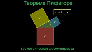 Геометрия 8 класс. Теорема Пифагора. Геометрическая формулировка.