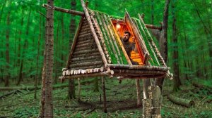 Строю удивительную хижину, подвешенную между двумя деревьями. Бушкрафт