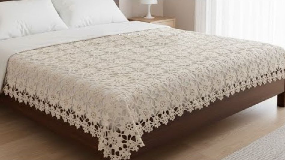 Очень нежный ажурный мотив крючком для пледа смотреть онлайн