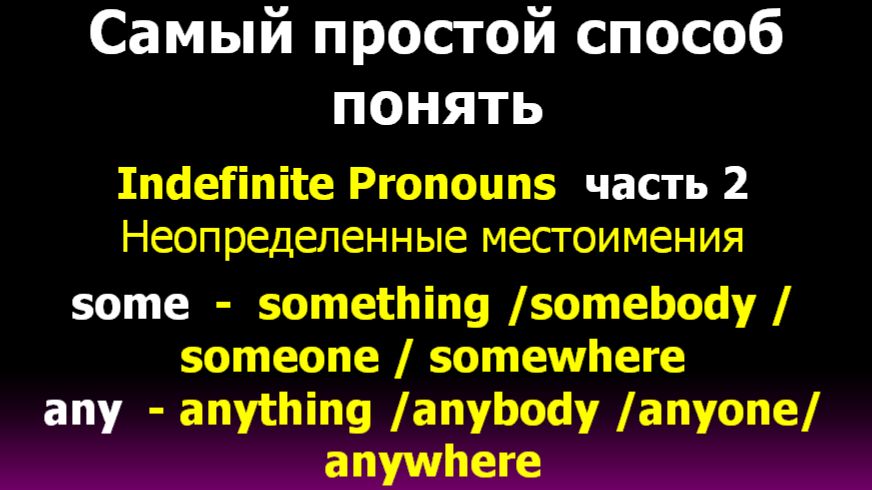 Indefinite pronouns Неопределённые местоимения some any смотреть онлайн