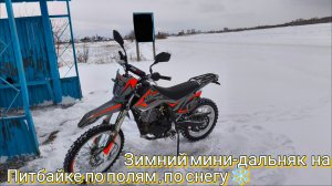 Зимний Мини-дальняк на питбайке  , по полю и по асфальту . Встретил стаю косуль на поле.