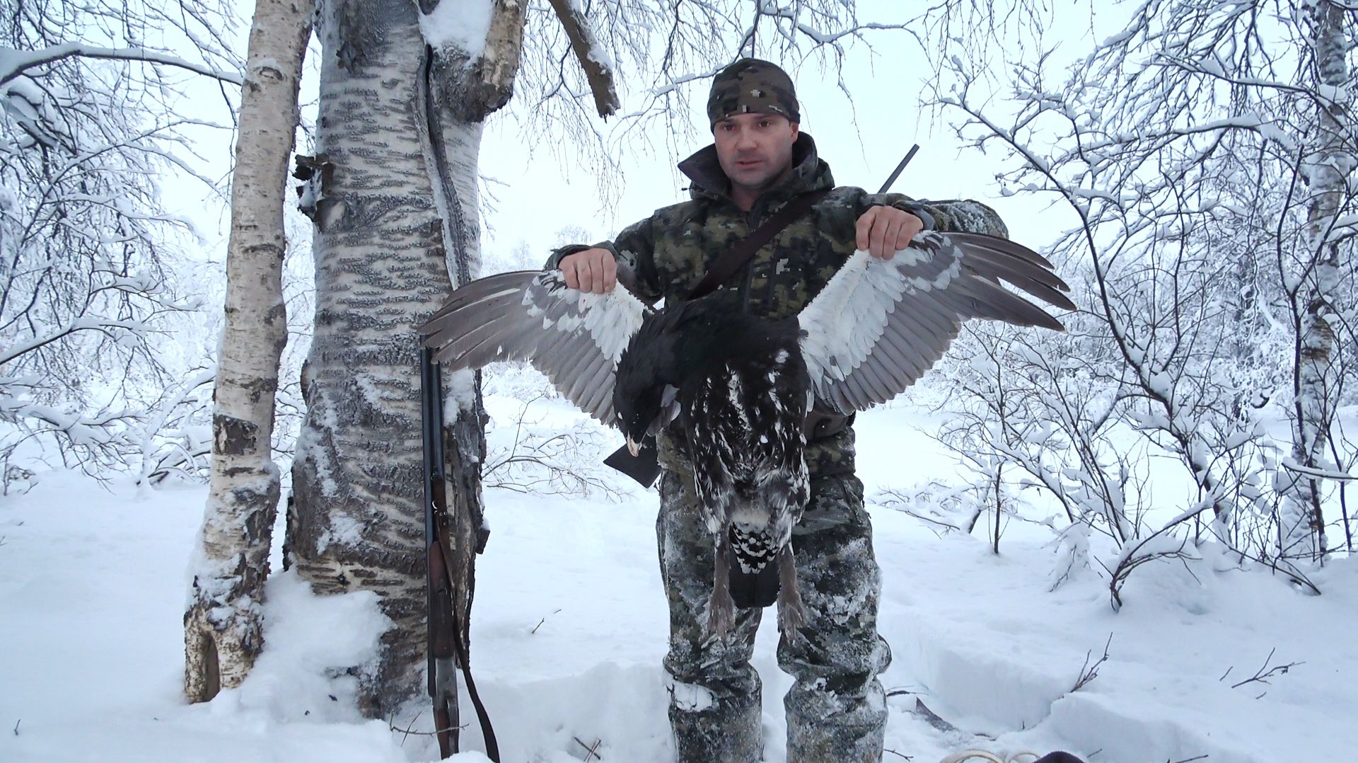 ОХОТА НА ГЛУХАРЯ ЗИМОЙ НА ЛУНКАХ. ХОРОШО ВЗЯЛ ДВА СТВОЛА. На СМ-003 за луговыми глухарями. смотреть онлайн