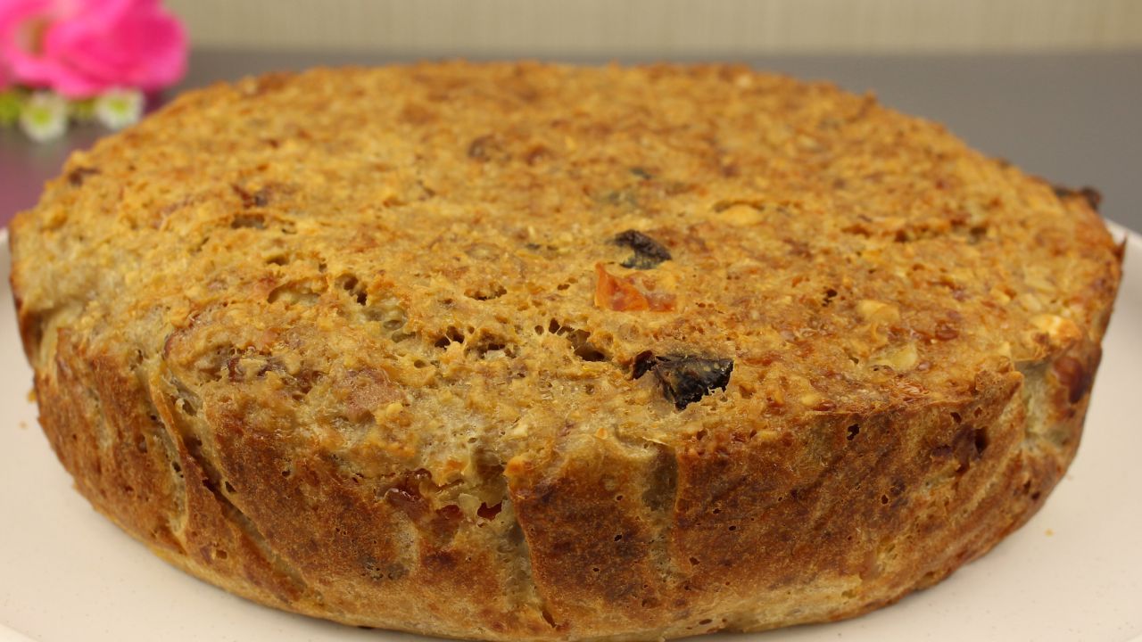 Овсяно - творожный пирог с сухофруктами и орехами без муки и без сахара! смотреть онлайн