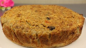 Овсяно - творожный пирог с сухофруктами и орехами без муки и без сахара!