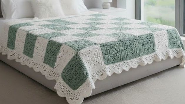 Красивый квадрат крючком для пледа - Вязание крючком для начинающих смотреть онлайн