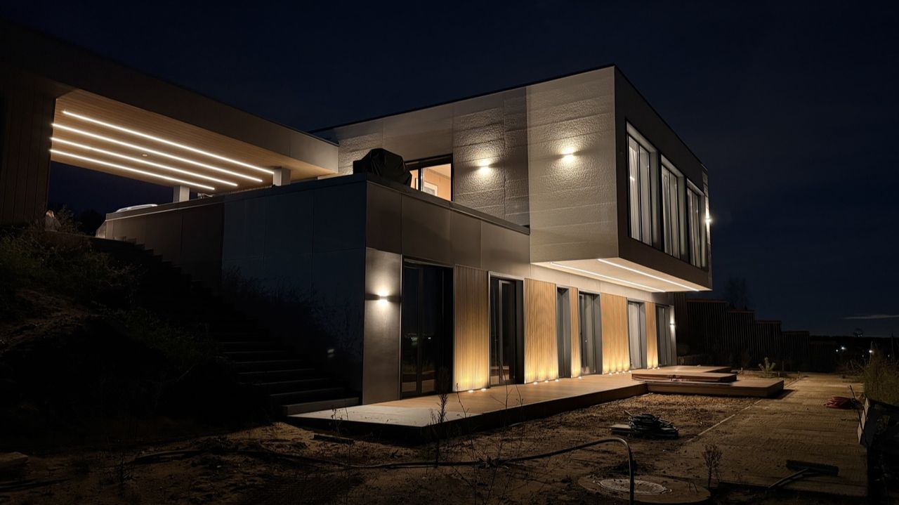 Фасадное освещение частного дома (п. Николина Поляна, МО) смотреть онлайн