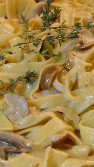 Паста с грибами, шалотом и белым вином