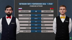 "BetBoom" Лига чемпионов 2026 1 этап Абрамов Иосиф (RUS) -  Колосов Денис (BLR) Св.пирамида.